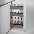 Uittrekbaar potten- en flessenrek met 3 plateaus voor keukenkaste met breedte 200 mm