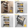 Uittrekframe met 3 opberg plateaus voor keukenkasten met breedte 400 mm