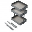 Uittrekframe met 3 opberg plateaus voor keukenkasten met breedte 400 mm