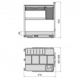 Uittrekframe met manden en bakjes voor keukenkasten met breedte 400 mm