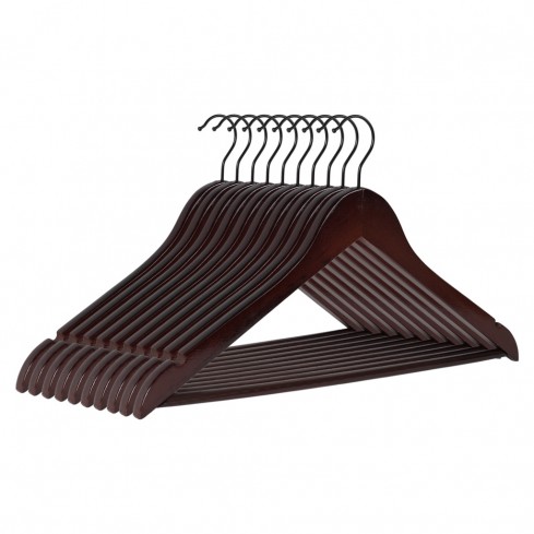 Kledinghanger A kwaliteit, donkerbruin gelakt zwarte haak 