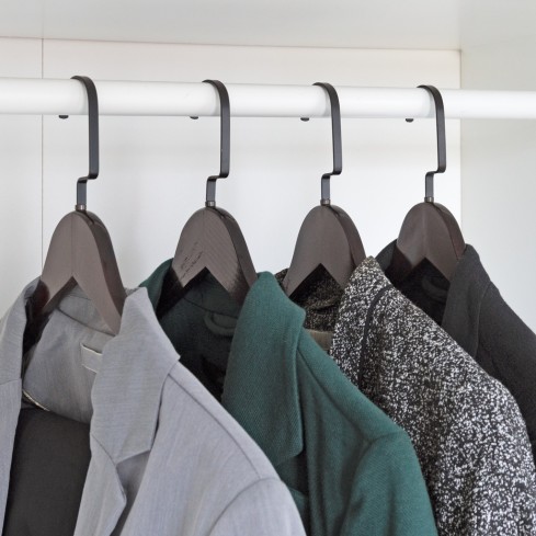 Kledinghanger A kwaliteit, antique gelakt platte zwarte haak 