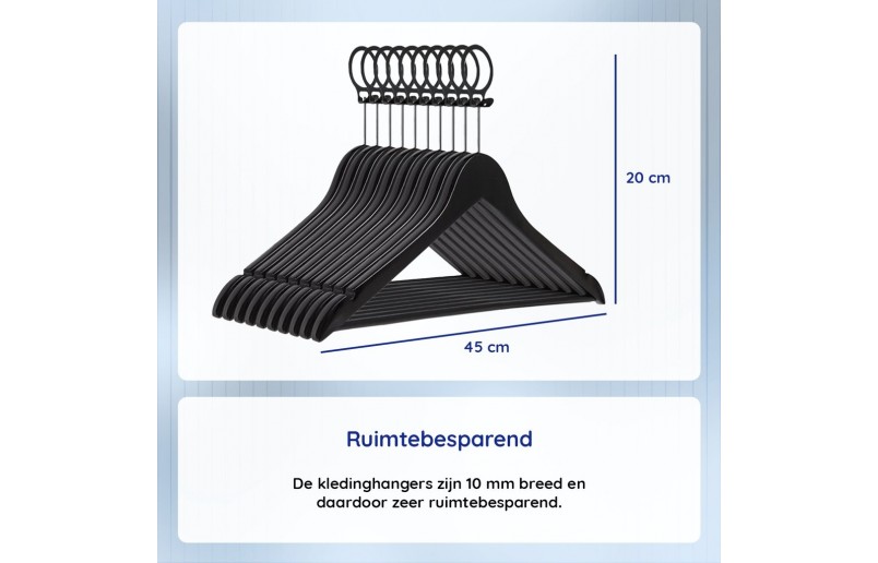 Kledinghanger A kwaliteit, zwart gelakt, anti diefstal ring
