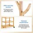 Bamboe houten kledingrek naturel 100cm breed op wielen