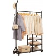 Bamboe houten kledingrek zwart 100 cm breed op wielen