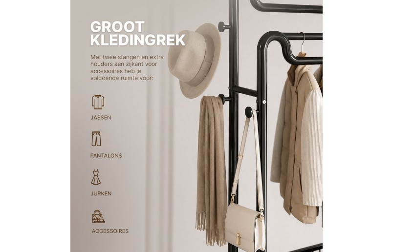 Eleganca extra stevig XXL kledingrek op wielen 150 cm breed 