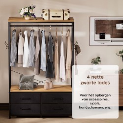 Casamoda Kledingkast - Kledingrek met 4 lades Goud Eiken/Zwart