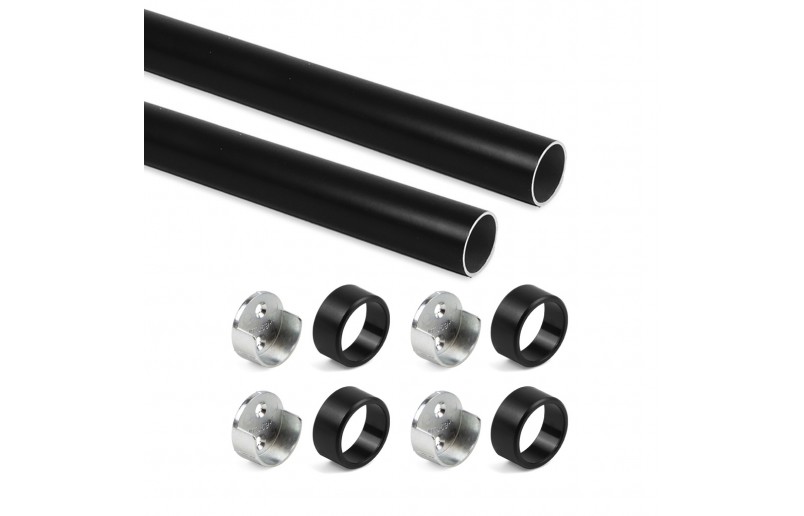 Kledingroede rond zwart (2 stuks ) in complete set, lengte 75 cm