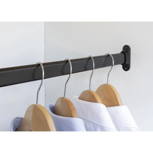 Kledingroede zwart aluminium dikwandig (extra zwaar), lengte 90 - 120 -150 - 200 -300 cm