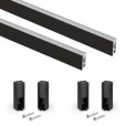 Kledingroede zwart rechthoekig (2 stuks) in complete set 75 cm lang