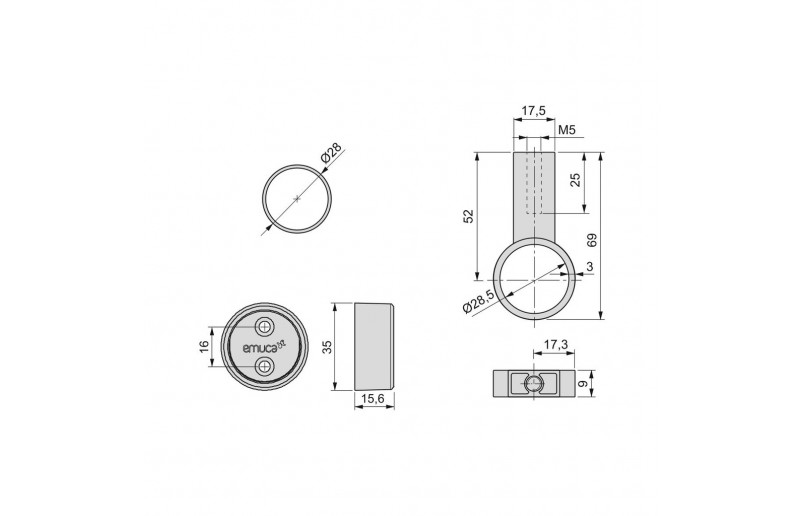 Kledingroede rond mokka ( 2stuks ) in complete set