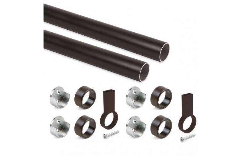 Kledingroede rond mokka ( 2stuks ) in complete set