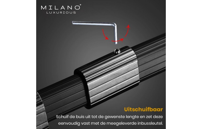 Uitschuifbare kledingroede zwart, 59 - 85 cm