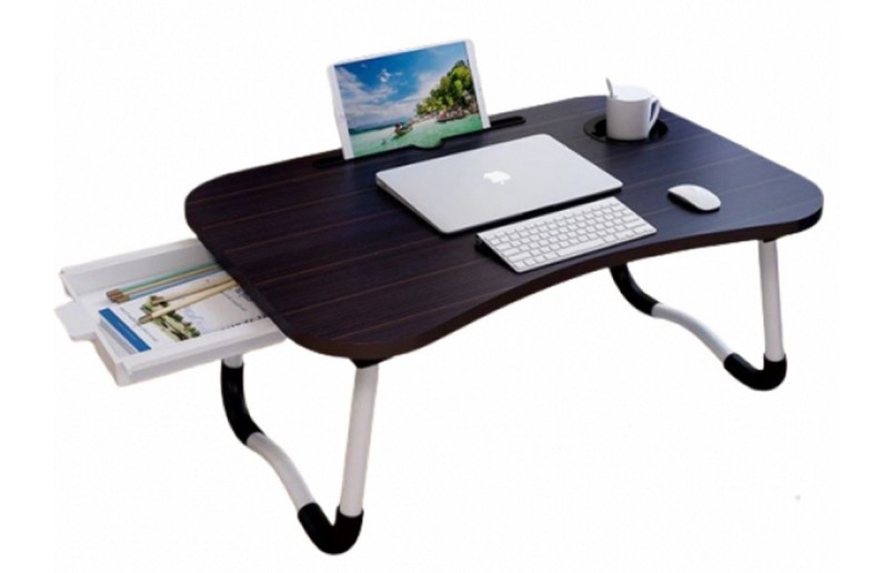 Opvouwbare Laptoptafel zwart – Stevige bedtafel – klaptafel met tablethouder