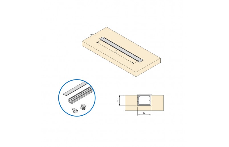 Aluminium inbouwprofiel smal voor ledstrips, wit
