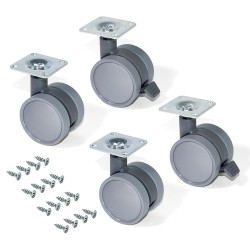 Meubelwiel grijs kunststof in set á 4 stuks 73 mm hoog