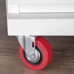 Meubelwielen rood rubber in set á 4 stuks 64 mm hoog