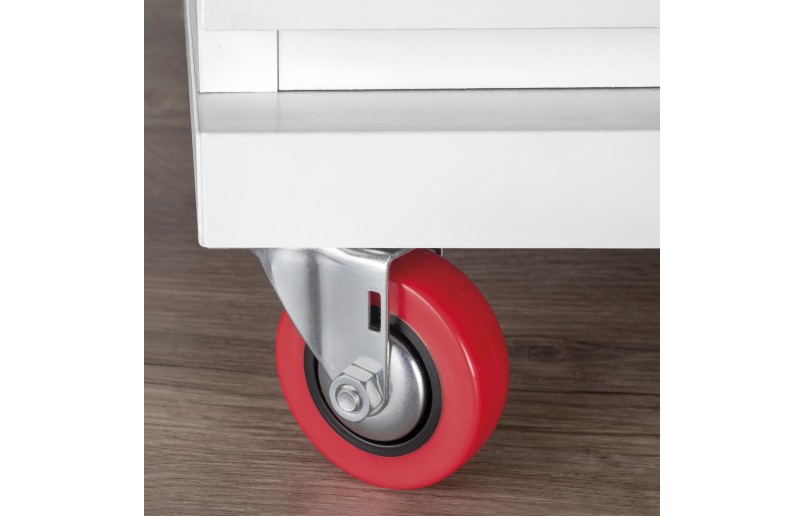 Meubelwielen rood rubber in set á 4 stuks 64 mm hoog