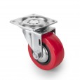 Meubelwielen rood rubber in set á 4 stuks 64 mm hoog