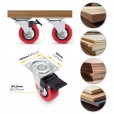 Meubelwielen rood rubber in set á 4 stuks 64 mm hoog