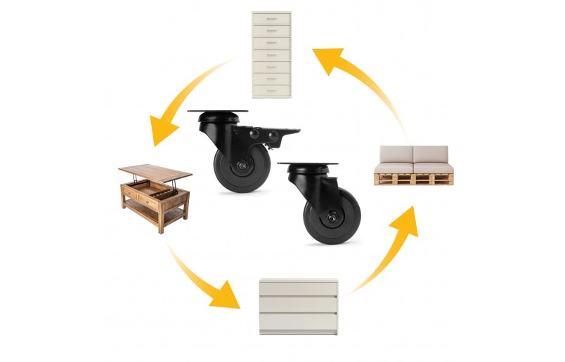 Meubelwielen zwart in set - MWZW