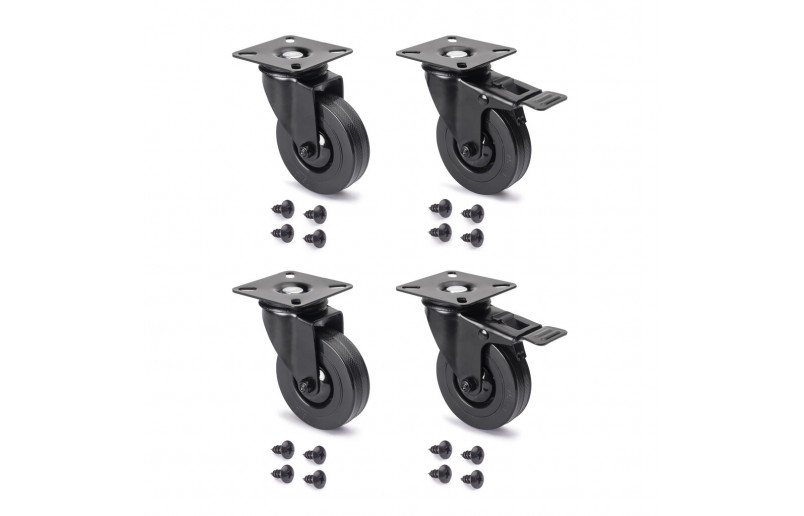 Meubelwielen zwart in set - MWZW
