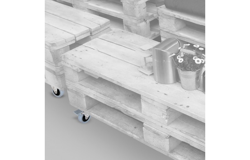 Meubelzwenkwiel grijs rubber in set á 4 stuks 96 mm hoog