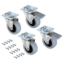 Meubelzwenkwiel grijs rubber in set á 4 stuks 64 mm hoog