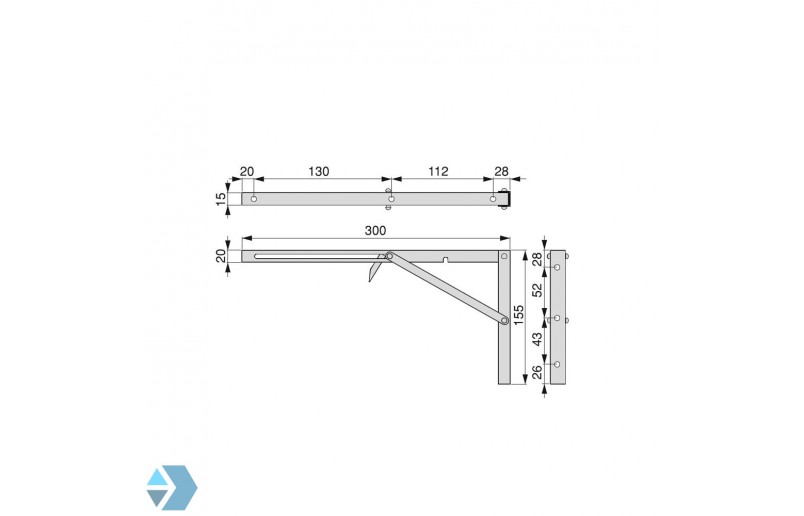 Plankdrager neerklapbaar 300mm wit, set á 2 stuks