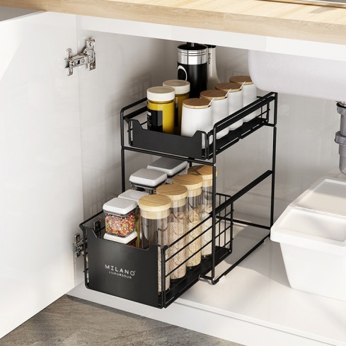 Opbergrek organizer wit en zwart L = 25,5 cm breed