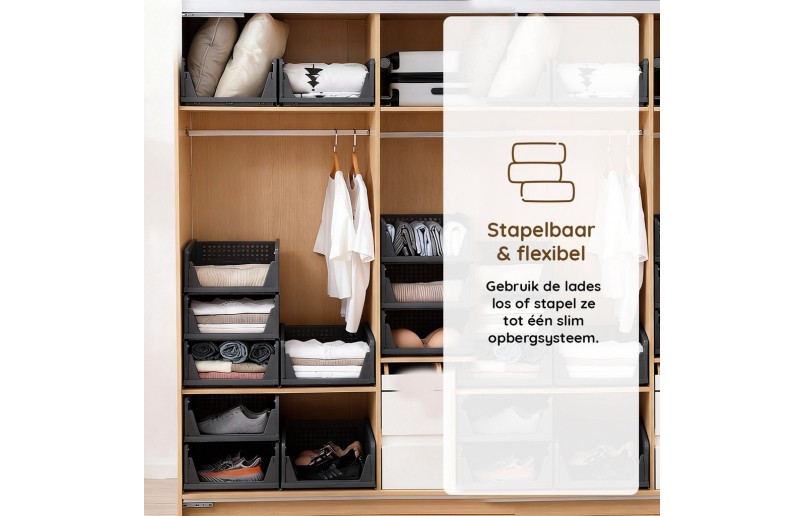 Organizer voor kasten, set á 3 stuks zwart