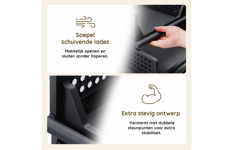 Organizer voor kasten, set á 3 stuks zwart