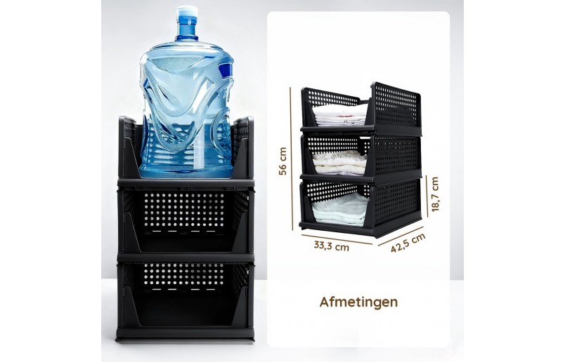 Organizer voor kasten, set á 3 stuks zwart