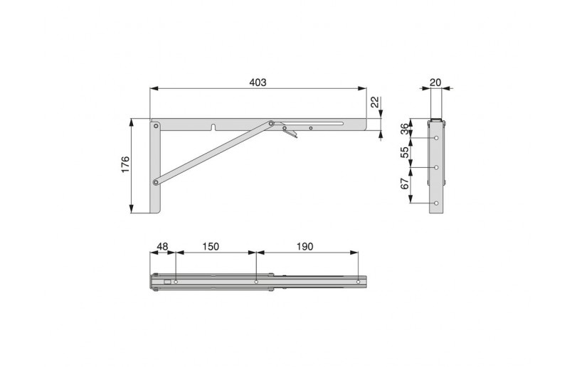 Neerklapbare plankendrager 400 mm zwart, set á 2 stuks