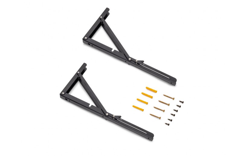 Neerklapbare plankendrager 400 mm zwart, set á 2 stuks