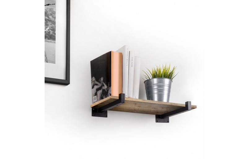 Plankdrager square zwart staal, set á 2 stuks