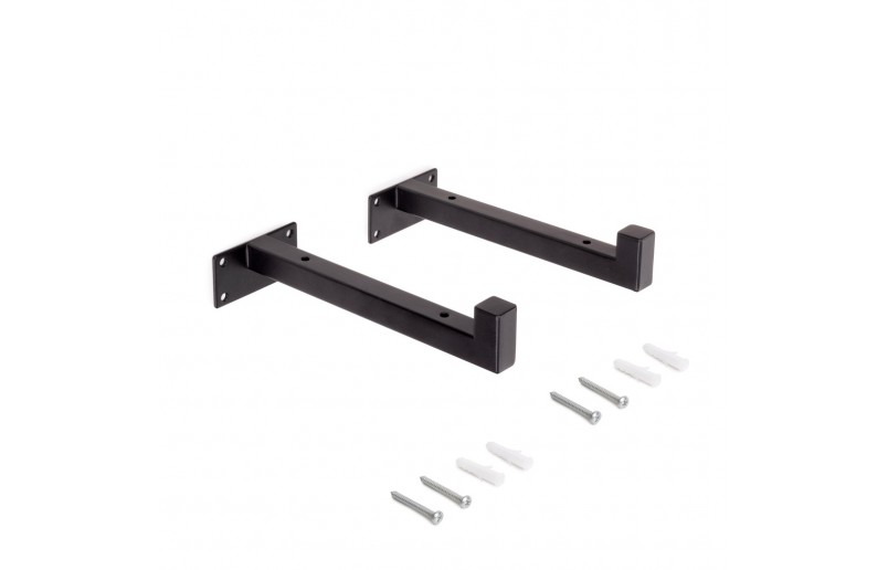 Plankdrager square zwart staal, set á 2 stuks