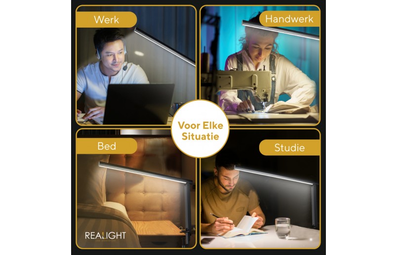 Bureaulamp Leeslamp roteerbaar met dimfunctie en kleurstanden - RL900BER