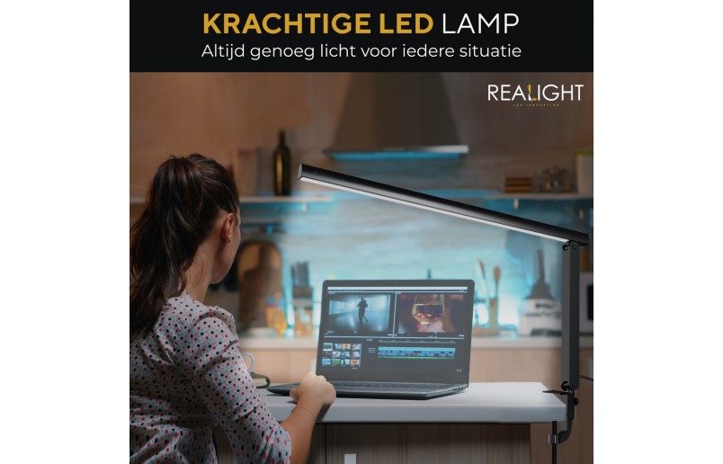 Bureaulamp Leeslamp roteerbaar met dimfunctie en kleurstanden - RL900BER