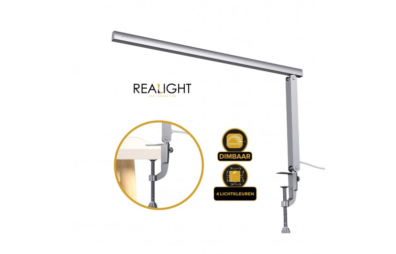 Bureaulamp Leeslamp zilver, roteerbaar, dimfunctie en kleurstanden