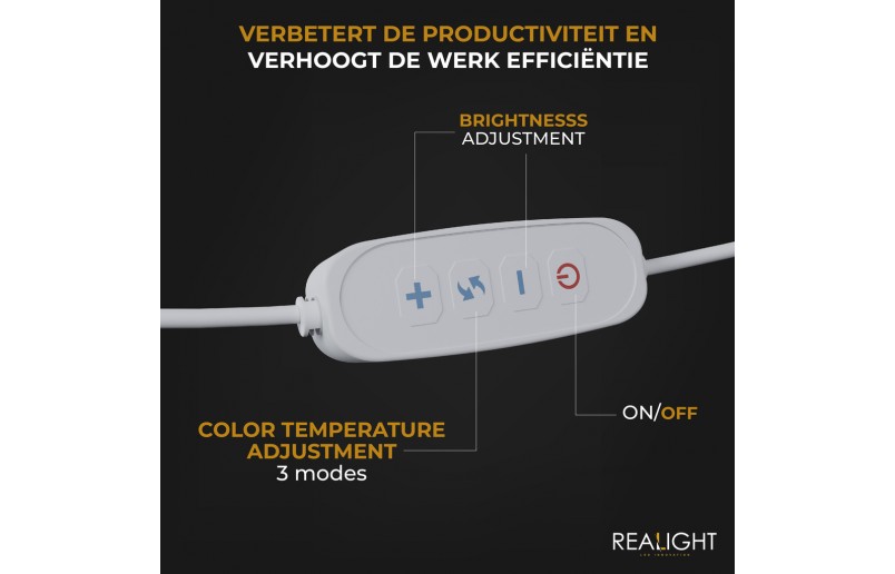 Bureaulamp Leeslamp zilver, roteerbaar, dimfunctie en kleurstanden