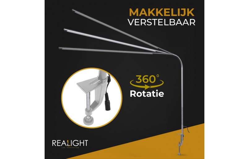 Bureaulamp Leeslamp zilver, flexibel in gebruik