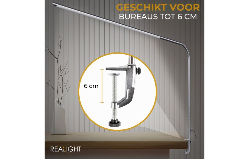 Bureaulamp Leeslamp zilver, flexibel in gebruik