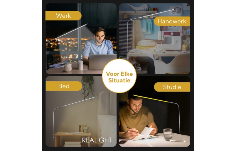 Bureaulamp Leeslamp zilver, flexibel in gebruik