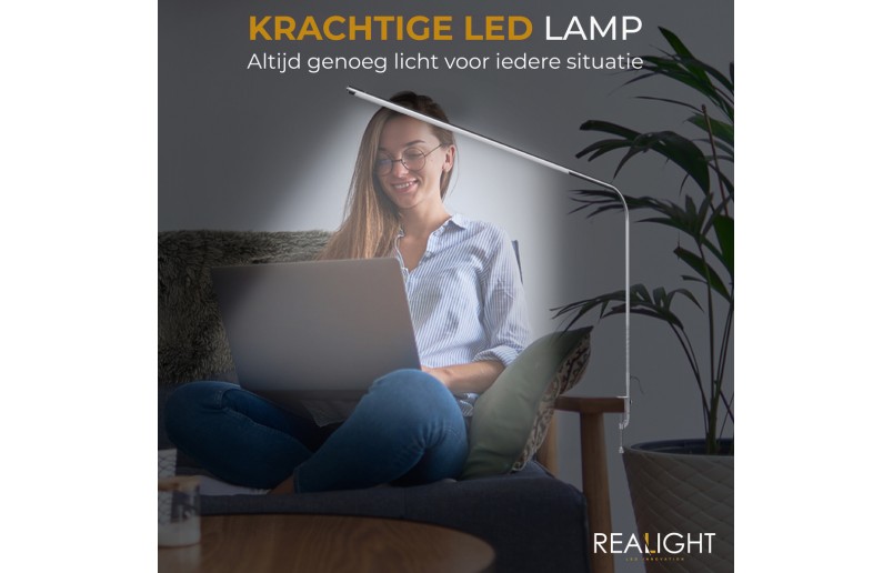 Bureaulamp Leeslamp zilver, flexibel in gebruik