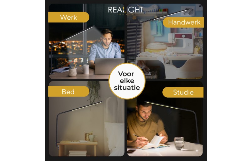 Bureaulamp Leeslamp zwart flexibel in gebruik