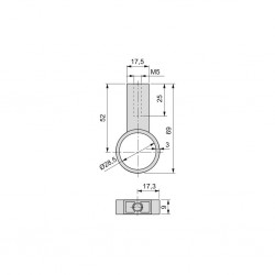 Kledingroede middenhouder onder een plank rond 28 mm zwart