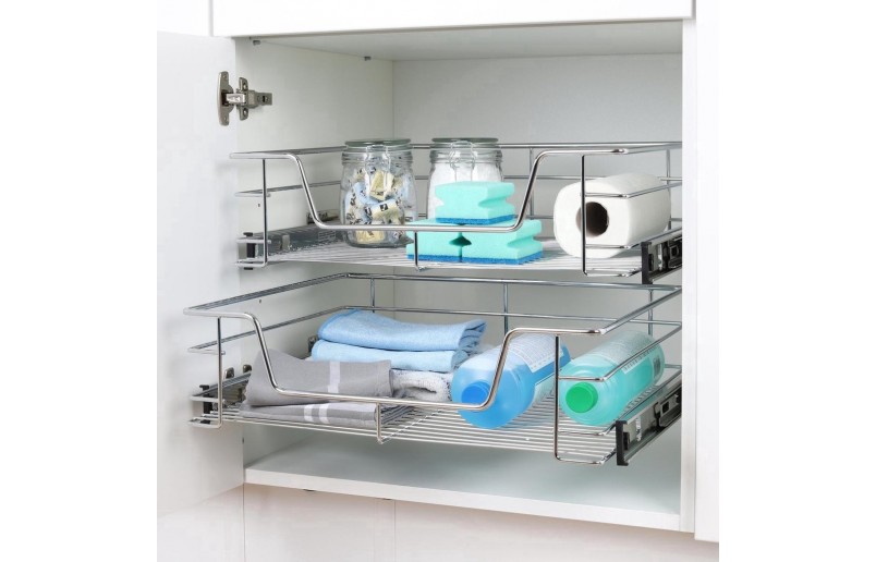 Draadmand / schuiflade Eleganca met zelfsluitende zijgeleiding voor kastfront 600 mm