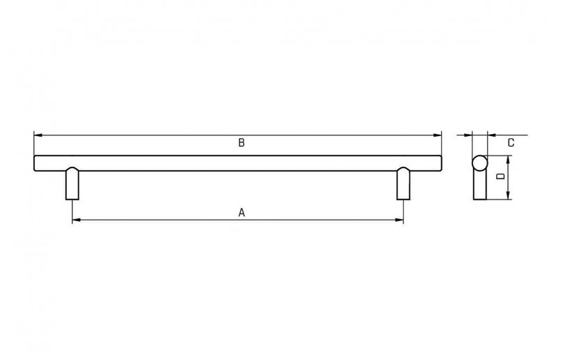 Staafgreep lux met ribbel, mat-goud 165 mm
