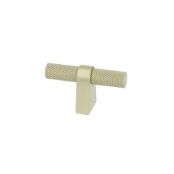 Staafknop met ribbel mat goud 60 mm